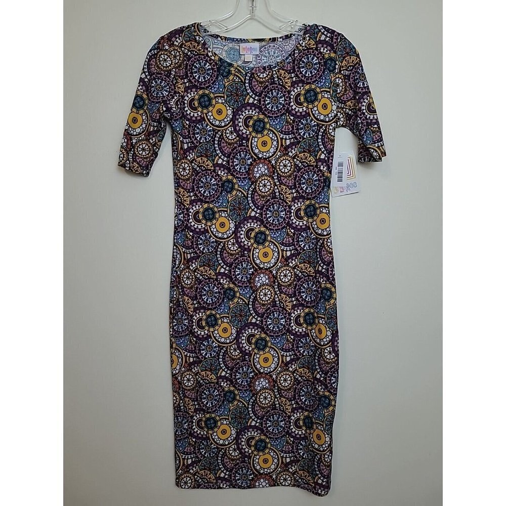 Lularoe XXS Julia Dress Multi-Color Geometric Knee length Lot Of 2 - Picture 2 of 16
